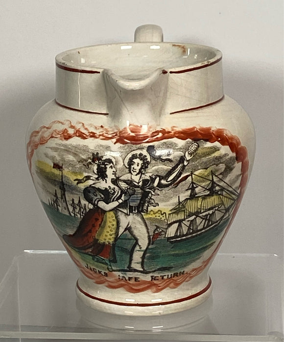 Staffordshire Pearlware Pitcher Jacks Safe Return Nautical