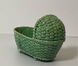 Staffordshire Green Glaze Cradle Basket Weave