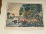 Original N. Currier & Ives Print The Ferry Boat Medium Folio