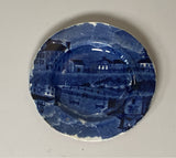 Historical Staffordshire Blue Cup Plate Double Winter View Pittsfield Massachusetts