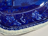 Historical Staffordshire Blue Vegetable Dish Brooklyn Ferry New York KO