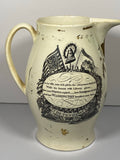 Staffordshire Creamware Liverpool Pitcher Polychrome U.S. Ship Washington Poem