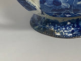 Historical Blue Staffordshire Landing Of Lafayette Sauce Boat Creamer