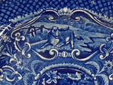 Staffordshire Blue Transfer Quadruped Platter with Horses CB