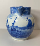 Historical Staffordshire Blue Shipping Series Large Pitcher Ships Shells