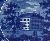 Historical Staffordshire Blue Plate Harvard College End View Scarce