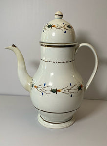 Staffordshire Pearlware Leeds Floral Coffee Pot Sprigs