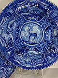 Blue Staffordshire Quadruped Soup Plate Tibetan Musket Deer CB