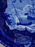 Historical Staffordshire Blue Soup Plate Cadmus Ship CB