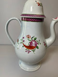 Staffordshire Pearlware Coffee Pot With Floral Rose