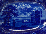 Historical Staffordshire Blue Vegetable Dish Brooklyn Ferry New York KO