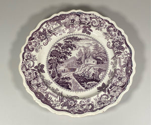 Historical Staffordshire Purple Dinner Plate Near Fishkill Hudson River