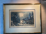 Original Currier & Ives Print Skating Scene Moonlight Best 50 Small Folio
