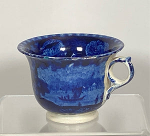 Historical Staffordshire Dark Blue Custard Cup Wadsworth Tower