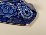 Historical Staffordshire Blue Sugar Bowl Eagle Over Panel CB