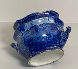 Historical Staffordshire Blue Sugar Bowl Baltimore Almshouse Sugar Bowl
