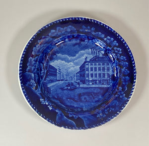Historical Staffordshire Mitchell And Freeman Boston Dark Blue Plate