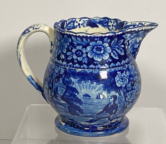 Historical Staffordshire Lafayette At Franklins Tomb Scalloped  Creamer