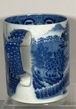 Staffordshire Pearlware Blue Transfer Chinoiserie Flying Pennant  Cider Mug