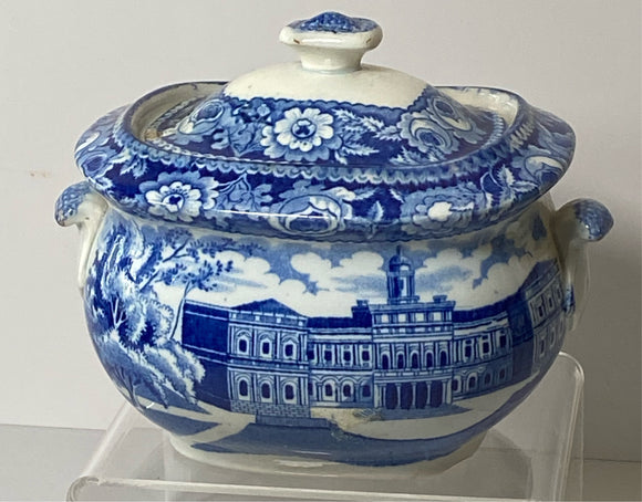 Historical Staffordshire Sugar Bowl City Hall New York By Stubbs