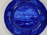 Historical Staffordshire Dark Blue Plate City Of Albany By Wood LNRP5