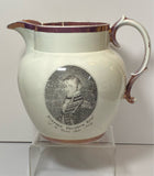 Staffordshire Creamware Liverpool Pitcher War of 1812 Stephen Decatur Esq. Eagle and Hornet vs. Peacock