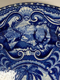 Blue Staffordshire Transfer Dinner Plate Quadruped Lion CB