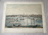 Original N. Currier & Ives Print Medium Folio View Of New York Brooklyn Heights