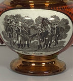Historical Staffordshire Lafayette Surrender Cornwallis  Luster Creamer Red