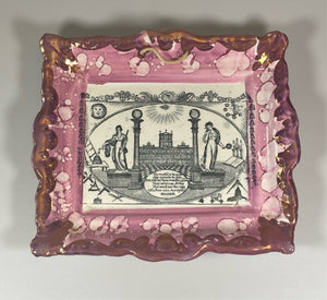 Staffordshire Sunderland Lusterware Wall Plaque Masonic