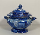 Historical Staffordshire Blue Passaic Falls State of New Jersey Gravy Tureen