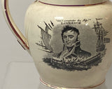 Staffordshire Creamware Liverpool War Of 1812 Pitcher Commadore Bainbridge And Lawrence