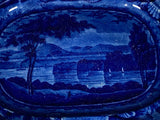Historical Staffordshire Blue Small Platter Catskill Mountains Hudson River Scarce