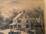 Original Currier & Ives Print American Homestead Winter Small Folio
