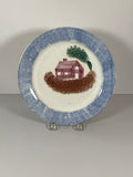 Staffordshire Spatterware Blue Schoolhouse Pattern