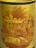 Staffordshire Canary Mug With Farmyard Rust Color Transfer Pigs