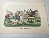 Original Currier & Ives Print Boxing Boxer Prints De Fust Knock Down Blood