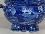 Historical Staffordshire Blue Lafayette At Franklin’s Tomb Sugar Bowl