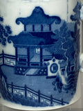 Staffordshire Pearlware Blue Transfer Chinoiserie Flying Pennant  Cider Mug