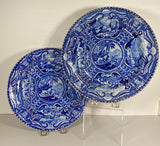 Blue Staffordshire Transfer Dinner Plate Quadruped Lion CB