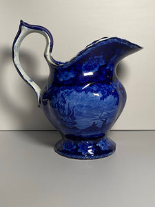 Historical Staffordshire Dark Blue Wash Pitcher American Naval Heros LD3