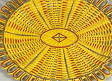 Staffordshire Canary Yellow Reticulated Tray Silver Resist Enamel