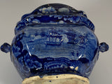 Historical Staffordshire Blue Macdonough’s Victory Sugar Bowl CB