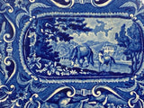 Staffordshire Blue Transfer Quadruped Platter with Horses CB