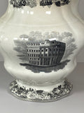 Historical Staffordshire Black Pitcher Albany City Hall Thorpes Sprague