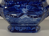 Historical Staffordshire Blue Sugar Bowl Eagle Over Panel CB