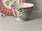 Staffordshire Red Spatterware Spatter Thistle Cup And Saucer