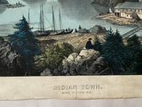 Original Currier & Ives Print Indian Town River St. John N.B Canada