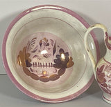 Staffordshire Childs Set Miniature Pink Luster Bowl and Pitcher Set