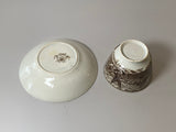 Historical Staffordshire Brown Transfer Cup and Saucer Eagle Shield on Shell